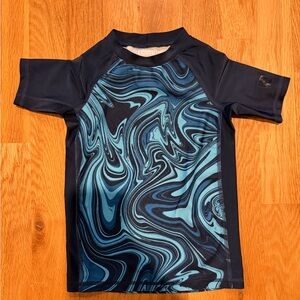 Navy Blue Swirl Kids Rash Guard